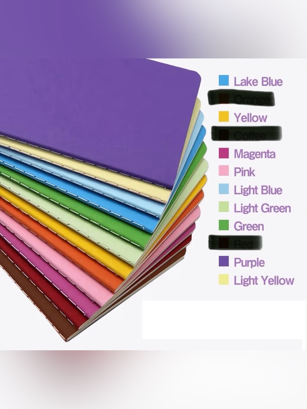 Blank sketchpads. Stitched seam NO Bleed Through. 9 Colors. 8.3” x 5.5”